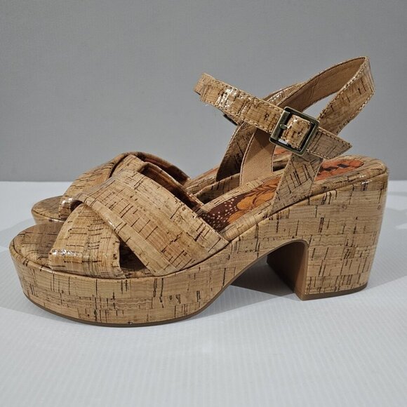 NEW Korks Kork Ease Calda Sandal Platform Heel Patent Cork Womens Size 10 - Picture 1 of 13
